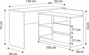 Biurko MartigoPlus Delta craft Dąb Craft 120 cm x 50 cm 6
