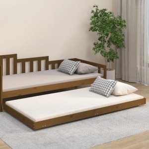 vidaXL vidaXL Rama łóżka, miodowy brąz, 90 x 200 cm, lite drewno sosnowe 1