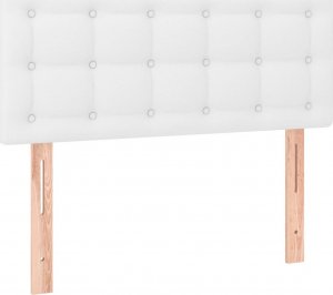 vidaXL vidaXL Łóżko kontynentalne z materacem i LED, biała ekoskóra 90x190 cm 7