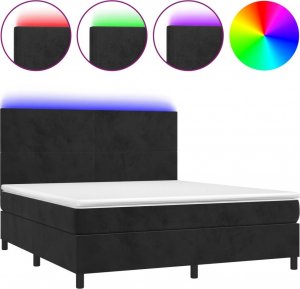 vidaXL vidaXL Łóżko kontynentalne z materacem i LED, czarny aksamit 180x200cm 2