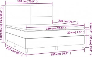 vidaXL vidaXL Łóżko kontynentalne z materacem i LED, czarny aksamit 180x200cm 8