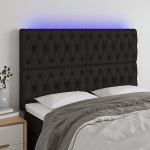 vidaXL vidaXL Zagłówek do łóżka z LED, czarny, 160x7x118/128 cm, tkanina 1