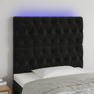 vidaXL vidaXL Zagłówek do łóżka z LED, czarny, 90x7x118/128 cm, aksamit 1