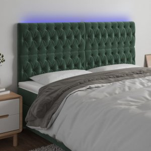 vidaXL vidaXL Zagłówek do łóżka z LED, ciemnozielony, 180x7x118/128 cm 1