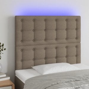 vidaXL vidaXL Zagłówek do łóżka z LED, taupe, 90x5x118/128 cm, tkanina 1