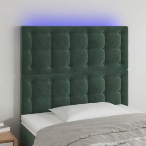 vidaXL vidaXL Zagłówek do łóżka z LED, ciemnozielony, 80x5x118/128cm, aksamit 1