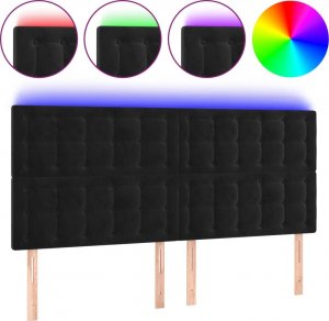 vidaXL vidaXL Zagłówek do łóżka z LED, czarny, 180x5x118/128 cm, aksamit 2