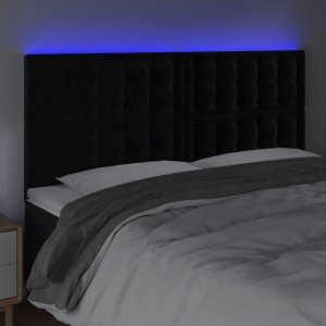 vidaXL vidaXL Zagłówek do łóżka z LED, czarny, 180x5x118/128 cm, aksamit 3