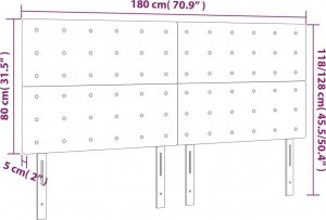 vidaXL vidaXL Zagłówek do łóżka z LED, czarny, 180x5x118/128 cm, aksamit 6