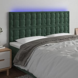 vidaXL vidaXL Zagłówek do łóżka z LED, ciemnozielony, 200x5x118/128 cm 1