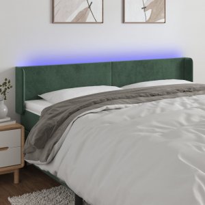 vidaXL vidaXL Zagłówek do łóżka z LED, ciemnozielony, 203x16x78/88cm, aksamit 1