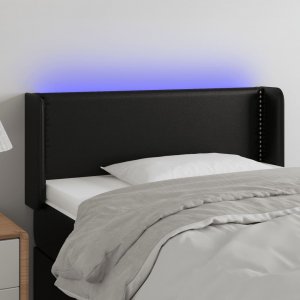 vidaXL vidaXL Zagłówek do łóżka z LED, czarny, 93x16x78/88 cm, sztuczna skóra 1