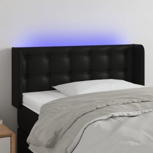 vidaXL vidaXL Zagłówek do łóżka z LED, czarny, 103x16x78/88cm, sztuczna skóra 1