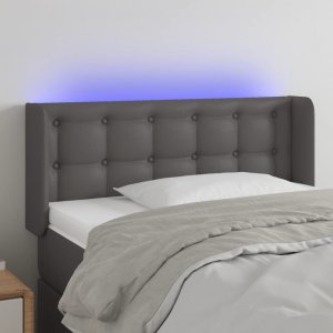 vidaXL vidaXL Zagłówek do łóżka z LED, szary, 103x16x78/88 cm sztuczna skóra 1