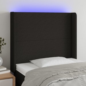 vidaXL vidaXL Zagłówek do łóżka z LED, czarny, 93x16x118/128 cm, tkanina 1