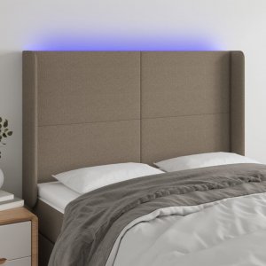 vidaXL vidaXL Zagłówek do łóżka z LED, taupe, 147x16x118/128 cm, tkanina 1