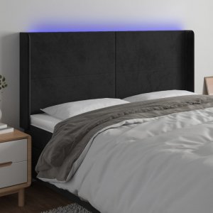 vidaXL vidaXL Zagłówek do łóżka z LED, czarny, 183x16x118/128 cm, aksamit 1