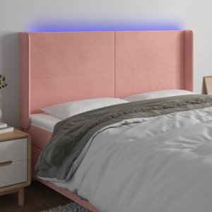 vidaXL vidaXL Zagłówek do łóżka z LED, różowy, 203x16x118/128 cm, aksamit 1