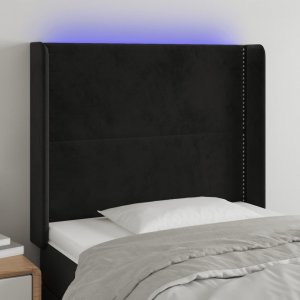 vidaXL vidaXL Zagłówek do łóżka z LED, czarny, 93x16x118/128 cm, aksamit 1