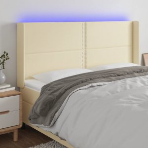 vidaXL vidaXL Zagłówek do łóżka z LED kremowy 183x16x118/128cm sztuczna skóra 1