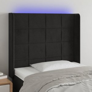 vidaXL vidaXL Zagłówek do łóżka z LED, czarny, 103x16x118/128 cm, aksamit 1