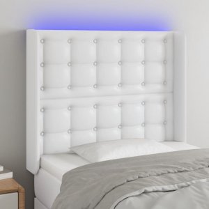 vidaXL vidaXL Zagłówek do łóżka z LED, biały, 103x16x118/128cm sztuczna skóra 1