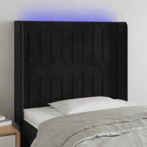 vidaXL vidaXL Zagłówek do łóżka z LED, czarny, 83x16x118/128 cm, aksamit 1