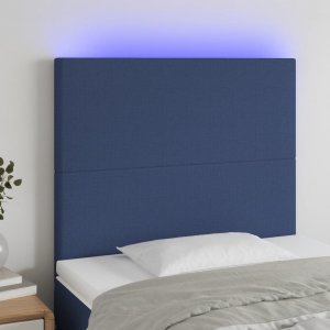 vidaXL vidaXL Zagłówek do łóżka z LED, niebieski, 90x5x118/128 cm, tkanina 1