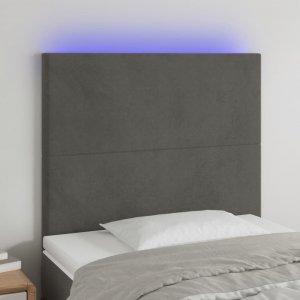 vidaXL vidaXL Zagłówek do łóżka z LED, ciemnoszary, 90x5x118/128 cm, aksamit 1