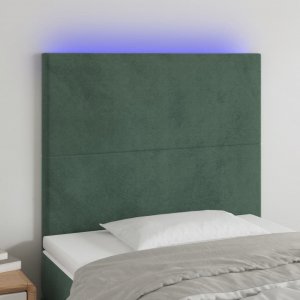 vidaXL vidaXL Zagłówek do łóżka z LED, ciemnozielony, 90x5x118/128cm, aksamit 1