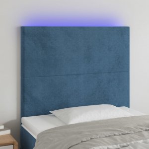 vidaXL vidaXL Zagłówek do łóżka z LED ciemnoniebieski, 90x5x118/128 cm 1