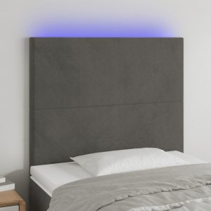 vidaXL vidaXL Zagłówek do łóżka z LED, ciemnoszary, 100x5x118/128 cm, aksamit 1