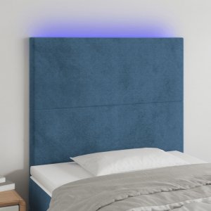 vidaXL vidaXL Zagłówek do łóżka z LED, ciemnoniebieski, 100x5x118/128 cm 1