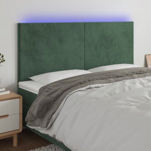 vidaXL vidaXL Zagłówek do łóżka z LED, ciemnozielony, 160x5x118/128 cm 1