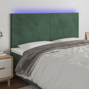 vidaXL vidaXL Zagłówek do łóżka z LED, ciemnozielony, 180x5x118/128 cm 1