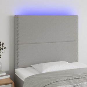 vidaXL vidaXL Zagłówek do łóżka z LED, jasnoszary, 90x5x118/128 cm, tkanina 1