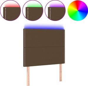 vidaXL vidaXL Zagłówek do łóżka z LED ciemnobrązowy 100x5x118/128 cm tkanina 2
