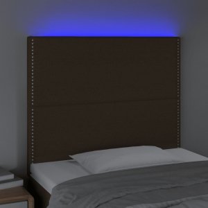 vidaXL vidaXL Zagłówek do łóżka z LED ciemnobrązowy 100x5x118/128 cm tkanina 3