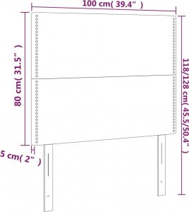 vidaXL vidaXL Zagłówek do łóżka z LED ciemnobrązowy 100x5x118/128 cm tkanina 6