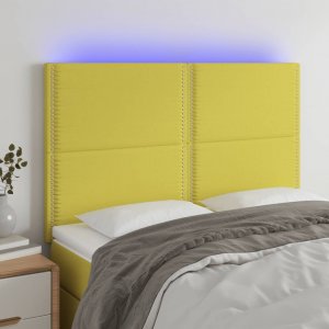 vidaXL vidaXL Zagłówek do łóżka z LED, zielony, 144x5x118/128 cm, tkanina 1