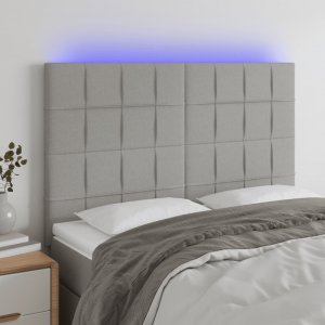 vidaXL vidaXL Zagłówek do łóżka z LED, jasnoszary, 144x5x118/128 cm, tkanina 1