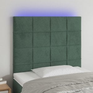 vidaXL vidaXL Zagłówek do łóżka z LED, ciemnozielony, 100x5x118/128 cm 1