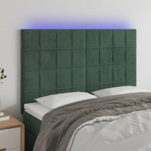 vidaXL vidaXL Zagłówek do łóżka z LED, ciemnozielony, 144x5x118/128 cm 1