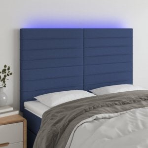 vidaXL vidaXL Zagłówek do łóżka z LED, niebieski, 144x5x118/128 cm, tkanina 1