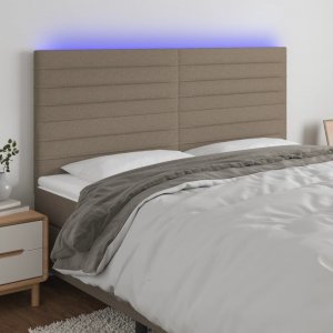 vidaXL vidaXL Zagłówek do łóżka z LED, taupe, 200x5x118/128 cm, tkanina 1