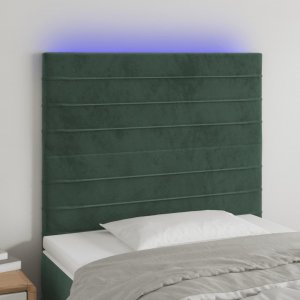 vidaXL vidaXL Zagłówek do łóżka z LED, ciemnozielony, 100x5x118/128 cm 1