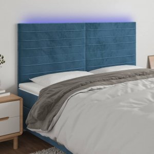 vidaXL vidaXL Zagłówek do łóżka z LED, ciemnoniebieski, 200x5x118/128 cm 1