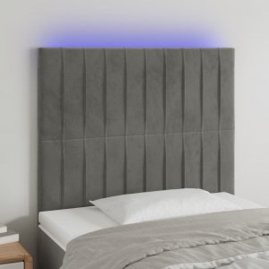 vidaXL vidaXL Zagłówek do łóżka z LED, jasnoszary, 90x5x118/128 cm, aksamit 1