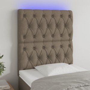 vidaXL vidaXL Zagłówek do łóżka z LED, taupe, 80x7x118/128 cm, tkanina 1