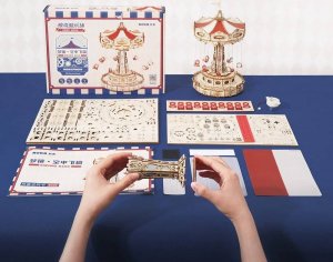 Robotime ROBOTIME Drewniane Puzzle 3D - Pozytywka Obrotowe Huśtawki 3